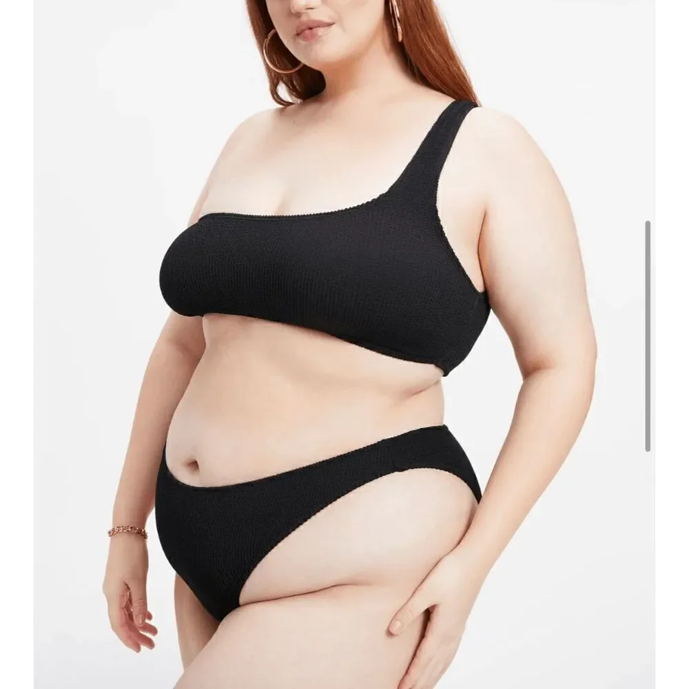 Good American Women’s Always Fits One Shoulder Bikini Top Black